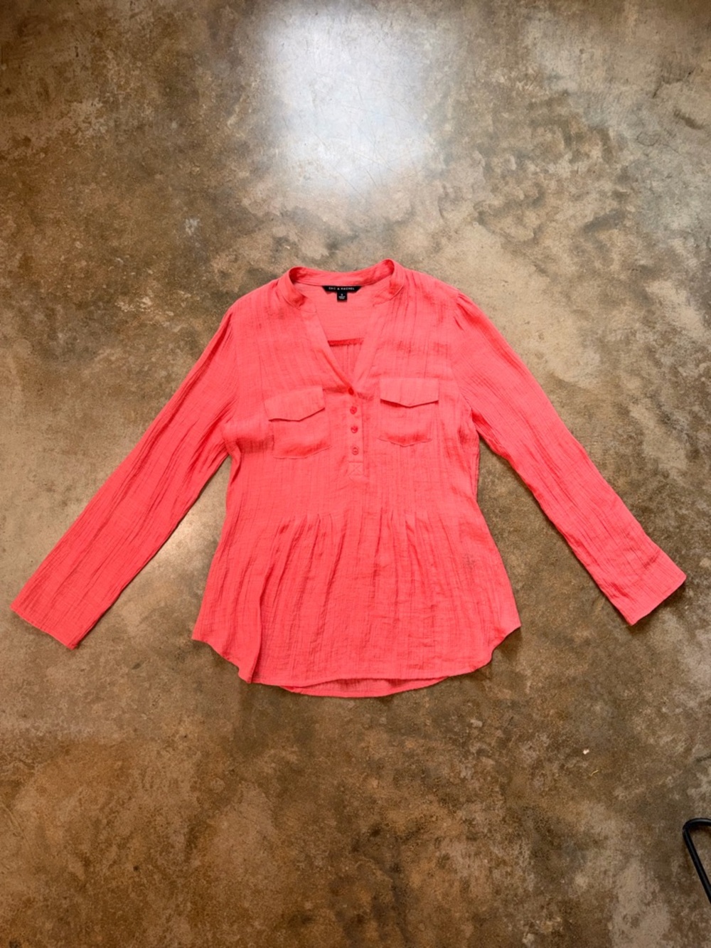 Women’s Lightweight Button-Front Blouse - Coral Pink